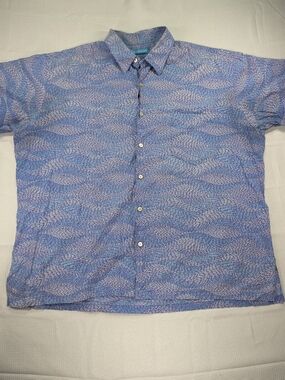 Tori Richard Men's Abstract Short Sleeve Shirt Blue & Purple Like New